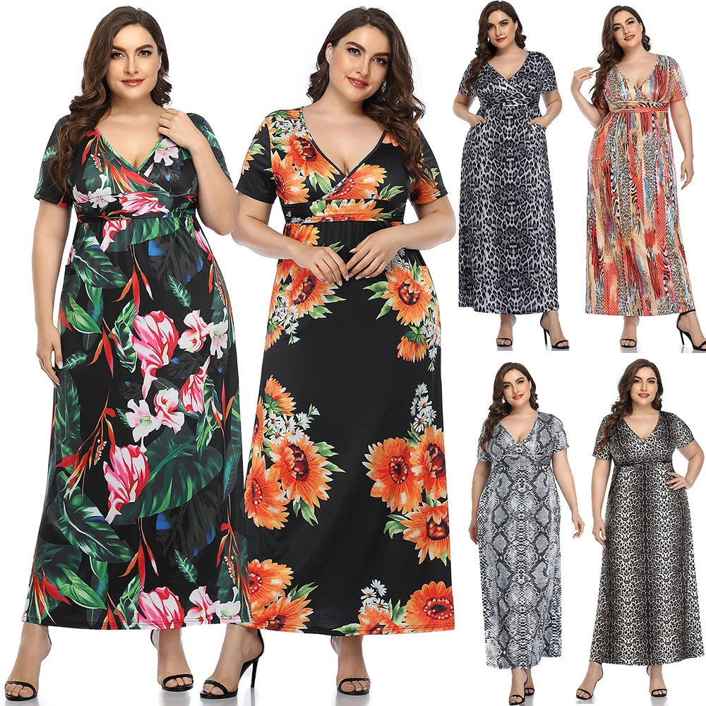 

YG brand women's 2021 summer sexy floral dress Asian new style temperament A-line skirt large dress