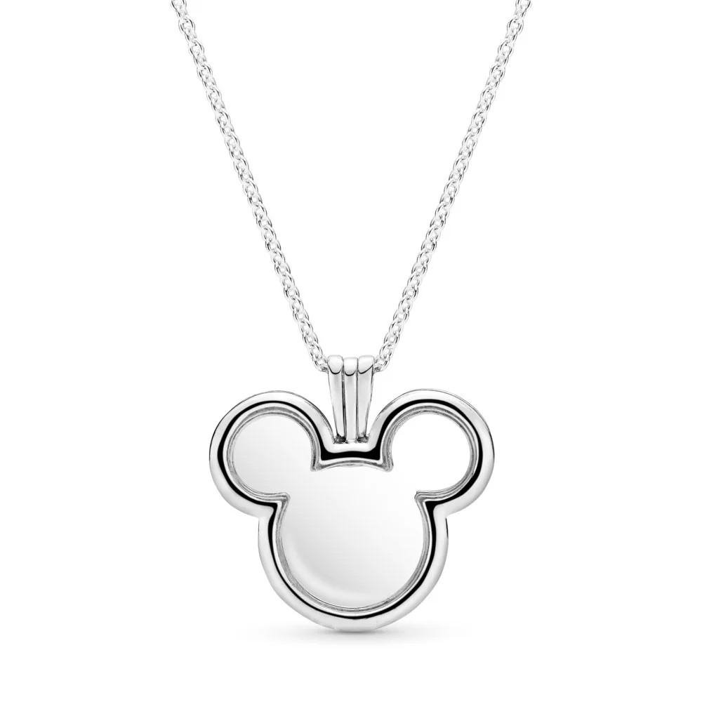 

Original Pans 925 Sterling Silver Mouse Magic Box Floating Locket Strand Pendant Necklaces Women Beads Charm Gift Jewelry