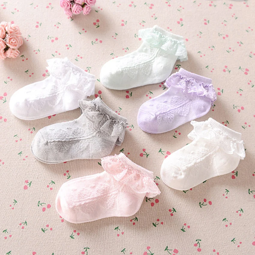 Toddler Socks Kids Girls Summer Lace Breathable Socks for Newborn Spring Frill party short socks