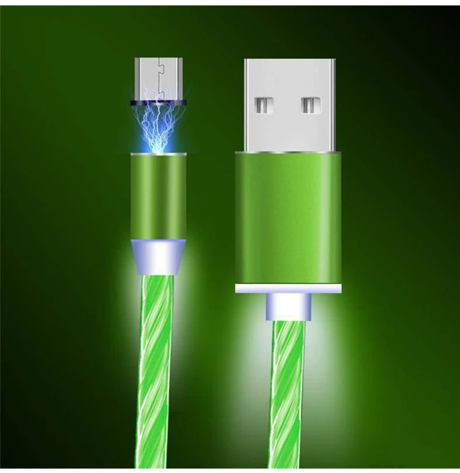2 м светодиодный светящийся поток данных USB зарядное устройство Тип C/Micro USB/8 контактный кабель для зарядки для iPhone X samsung Galaxy Note зарядный провод шнур