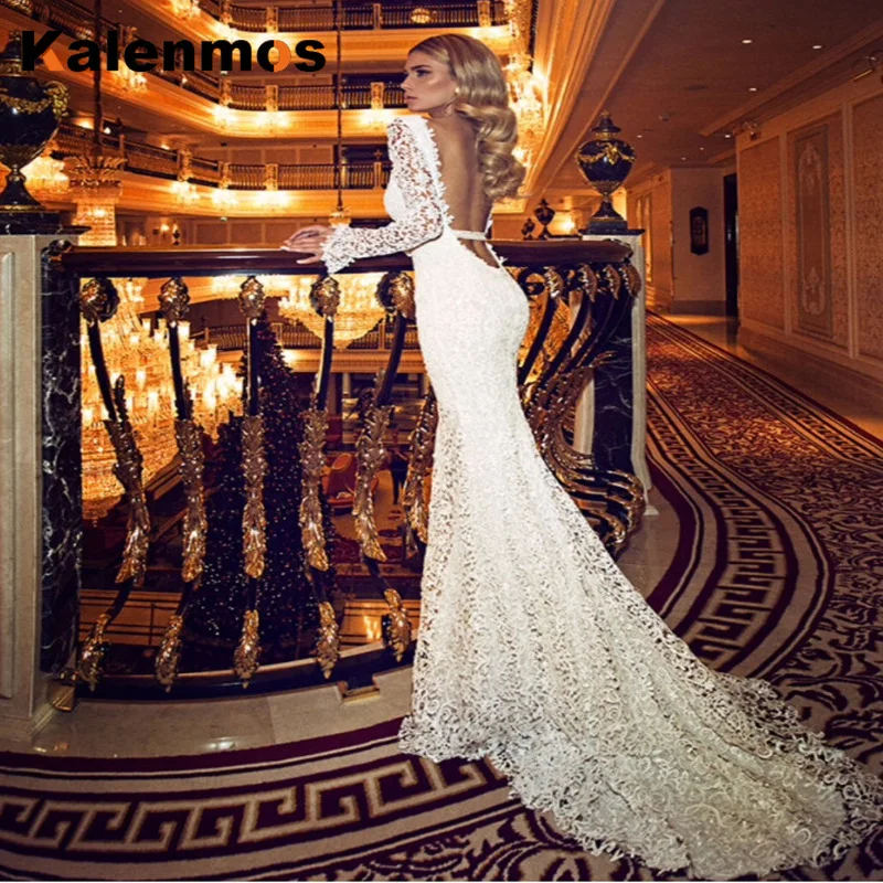 Sexy Plus Size Maxi Dress Women Long Sleeve V Neck Backless Lace Floor-Length Solid Dance Party Wedding Queen Beauty Dresses | Женская