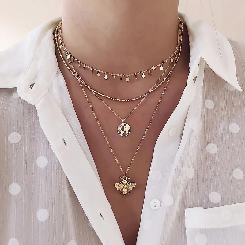 

Fashion Turkish Evil Eye Necklaces For Women Multilayer Bohemian Turkish Evil Eyes Beads Choker Crystal Butterfly Jewelry Gift