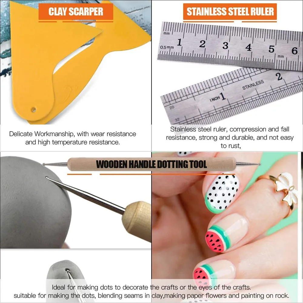 

Polymer Modeling Clay Sculpting Tools Set Dotting Pen Modeling Pottery Tools Clay Carving Tool Kit Also For Pottery Nail Art