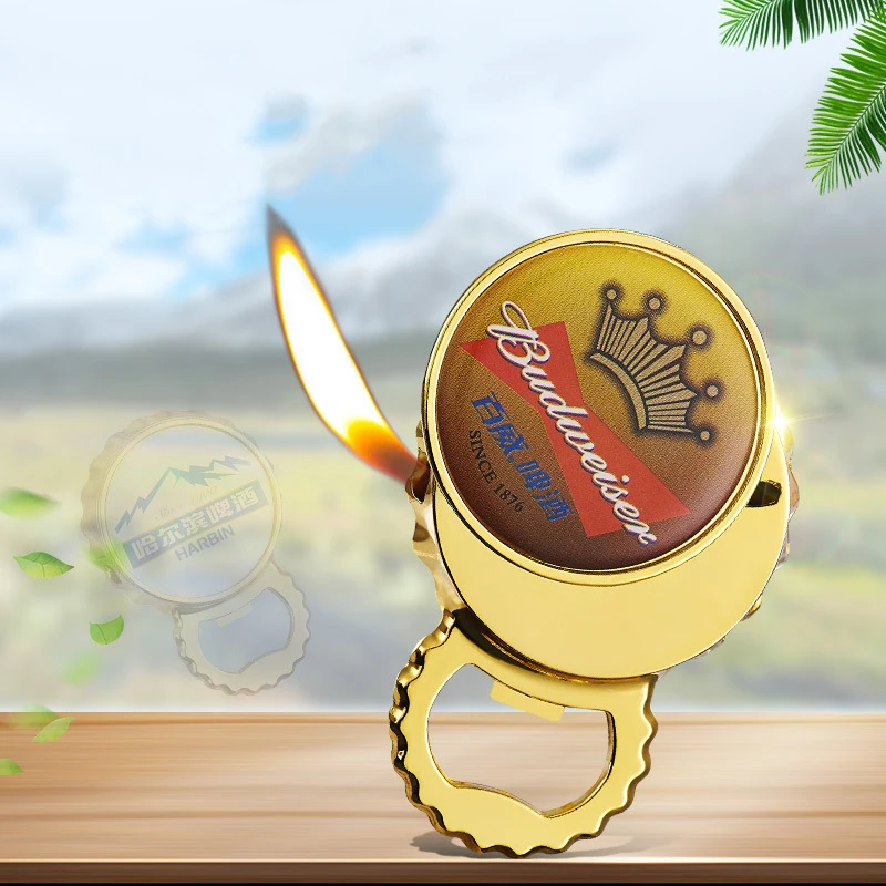 

2021 New Butane Open Flame Lighter Interesting Personality Creative Multifunctional Beer Bottle Opener Cigarette Lighter Gift