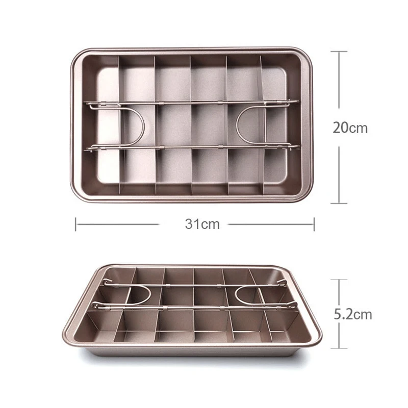 

18cavity Cake Pan Non-stick Professional Bakeware Square Lattice Bread Chocolate Mold Pastry Dessert Cake Diced Tool Baking Tool