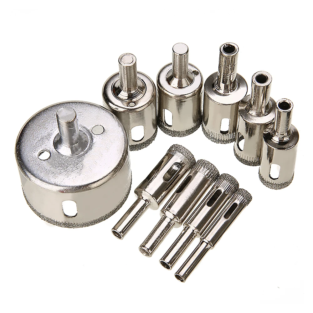 

Набор для резки Holesaw, 10 шт., 8-50 мм, сверление, Алмазное покрытие, кольцевая пила, набор для резки древесины, плитки, керамики, мрамора, стекла, г...