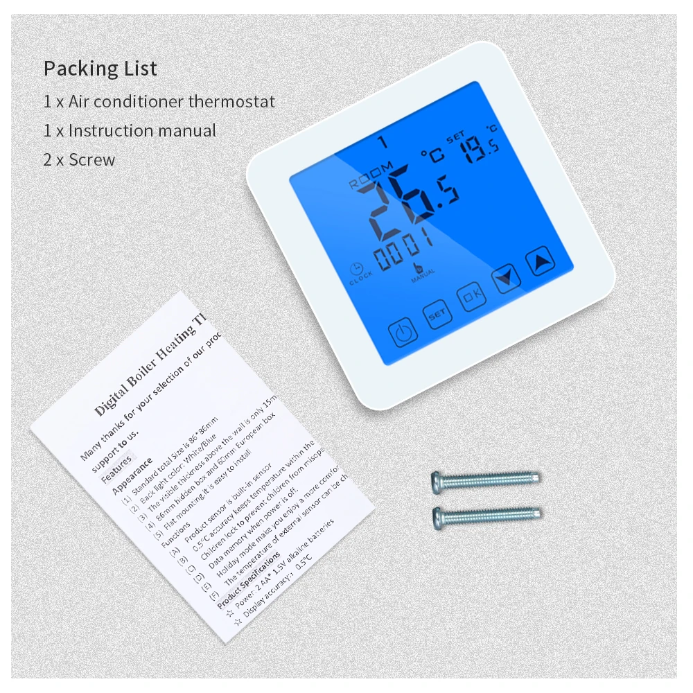 Терморегулятор цифровой с сенсорным экраном и функцией подсветильник|Системы