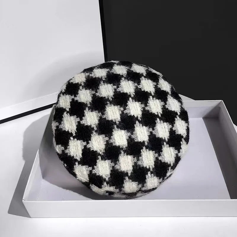 Берет в клетку Женский модный брендовый берет стиле ретро регулируемый