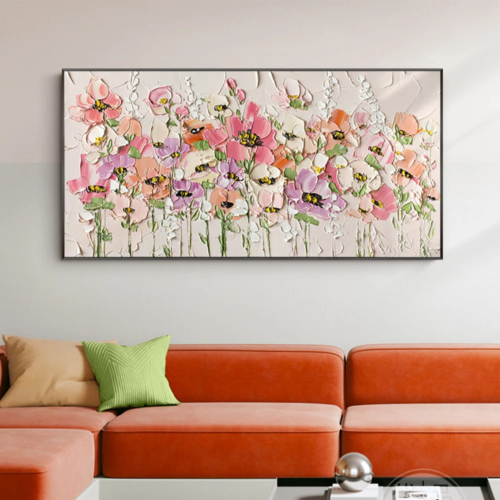 

Hand Painted Canvas Oil Painting 3D Wall Decor Oil Painting Hamdmade Flowers Wall Art Pictures Home Decoration For Living Room