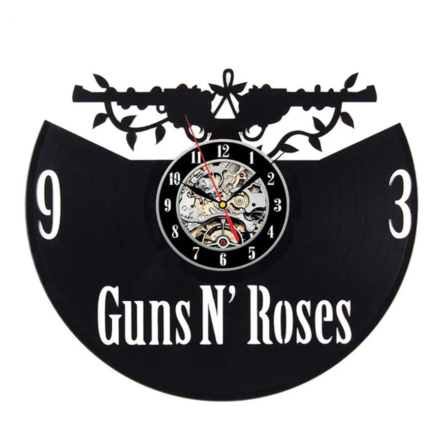 Type 9 Guns N Rose Виниловая пластинка настенные часы современный дизайн Музыкальная Тема GnR Slash 3D наклейки винтажные часы в виде компакт-диска настенные часы домашний декор - Цвет: Type 9