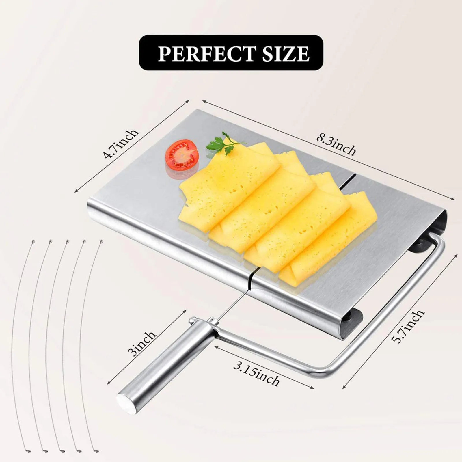

40# Cheese Slicer Stainless Steel Replacement Cutting Wire Cheese Butter Cutting Tool Kitchen Grater Cheese Tools Reusable