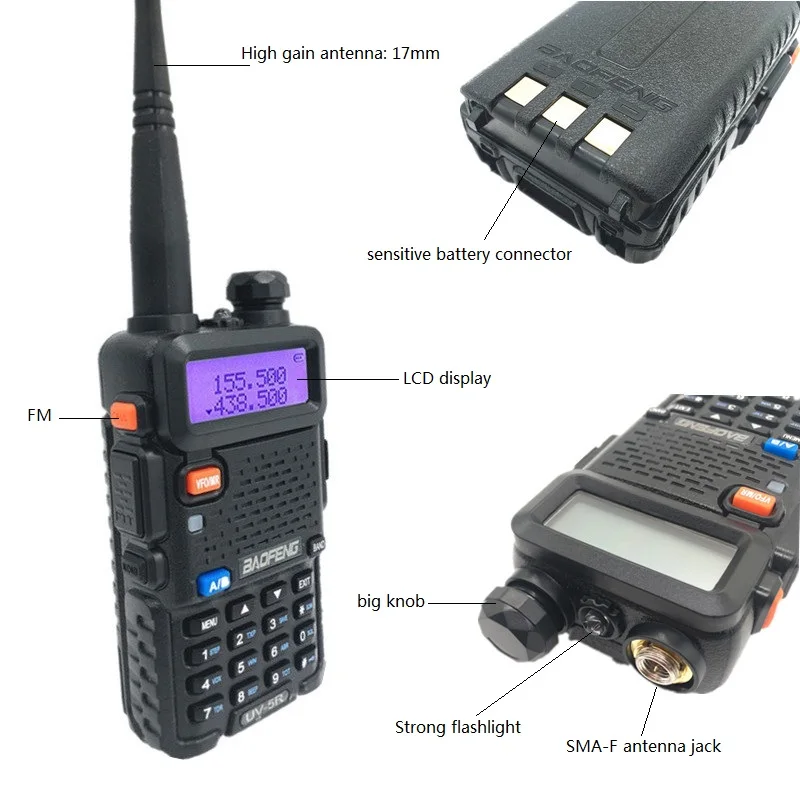 2 шт. BAOFENG UV-5R рация CB Ham радиостанция сканер УКВ 136-174/400-520 МГц КВ трансивер 5 Вт двухстороннее радио Amador