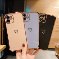 heart plating candy color phone case for iphone 11 12 pro max mini xr x xs max 7 8 plus se 2020 soft tpu shockproof back cover