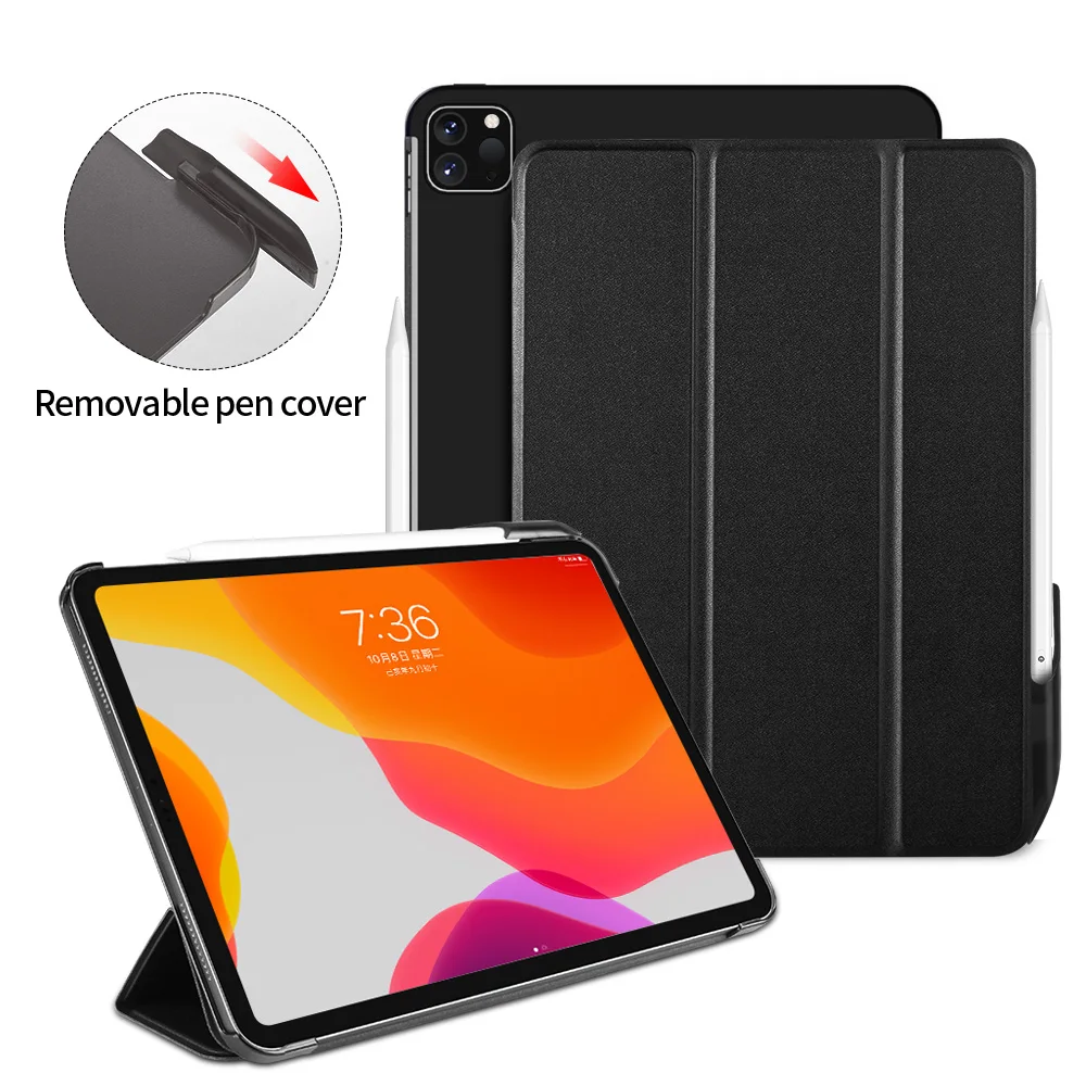 

Case For iPad Pro 11 2020 PU Leather Smart Cover For iPad Pro 11 2018 With Detachable Pencil Holder PC Hard Back Tablet Case