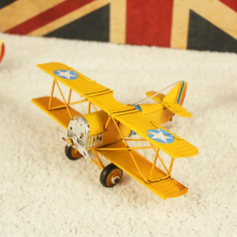 

Desktop Decoration Metal Craft Iron Model Vintage Decoration Biplane Fighter Simulation Model Display Props Gifts