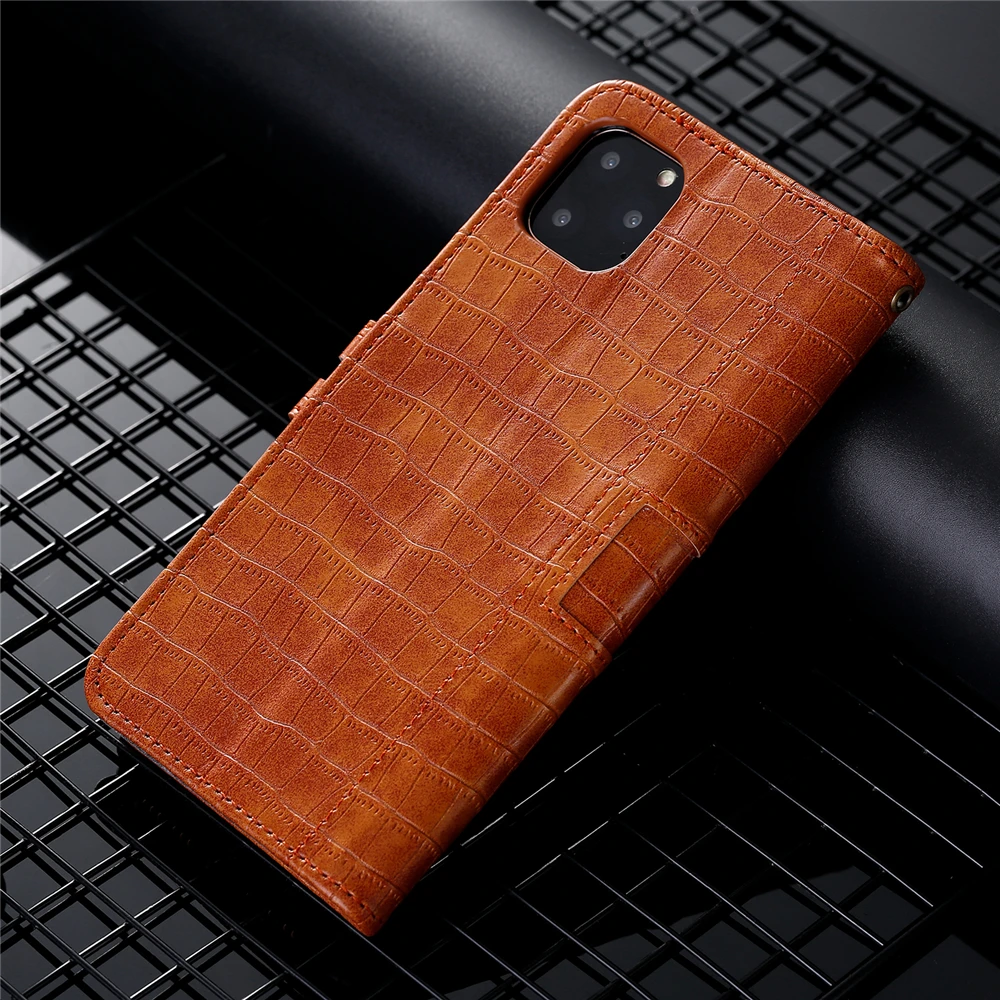 Чехол-книжка в стиле ретро из искусственной кожи крокодила для Apple iPhone 11 pro 6s 6 7 8 Plus X Xr Xs Max, чехол с отделением для карт и подставкой