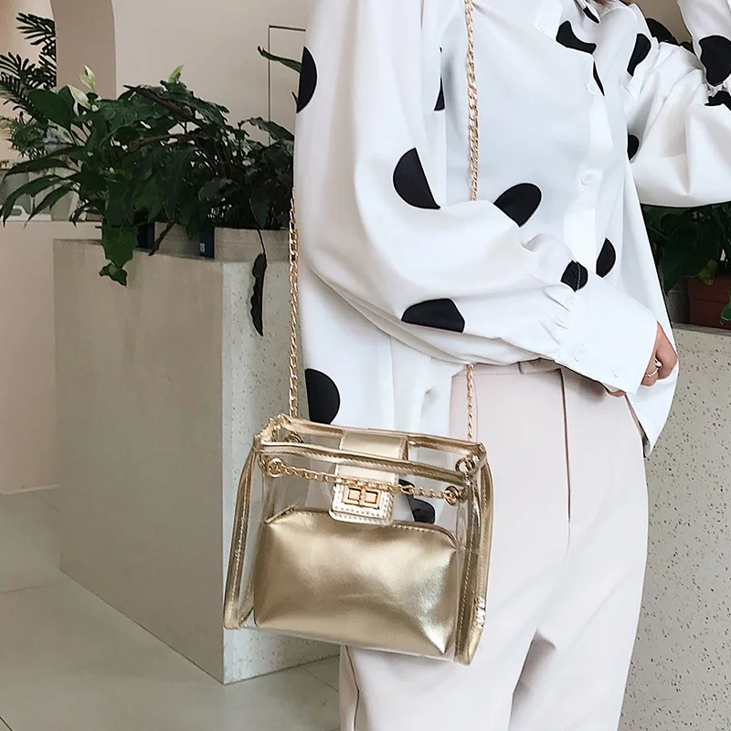Sac Femme прозрачный пакет прозрачная гелевая сумка из ПВХ женские клатч Наплечные