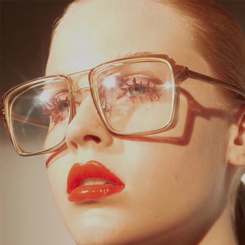 Большие Квадратные прозрачные очки роскошные брендовые черные металлические