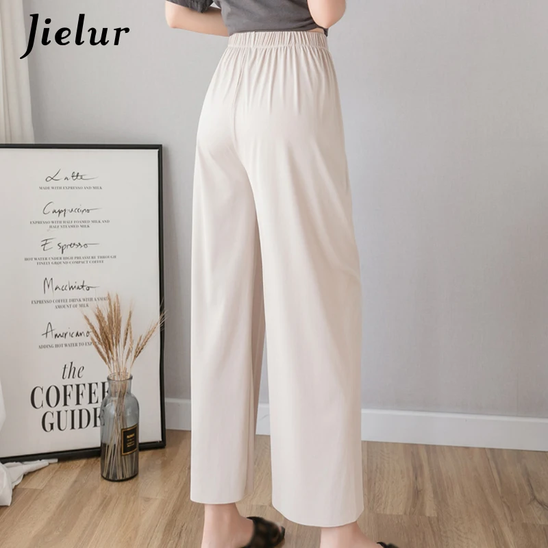 Jielur Elastic Wide Leg Pants Women Summer Loose Casual Solid Color Ladies Straight Slim Trousers Harajuku Korean Pantalon Mujer | Женская