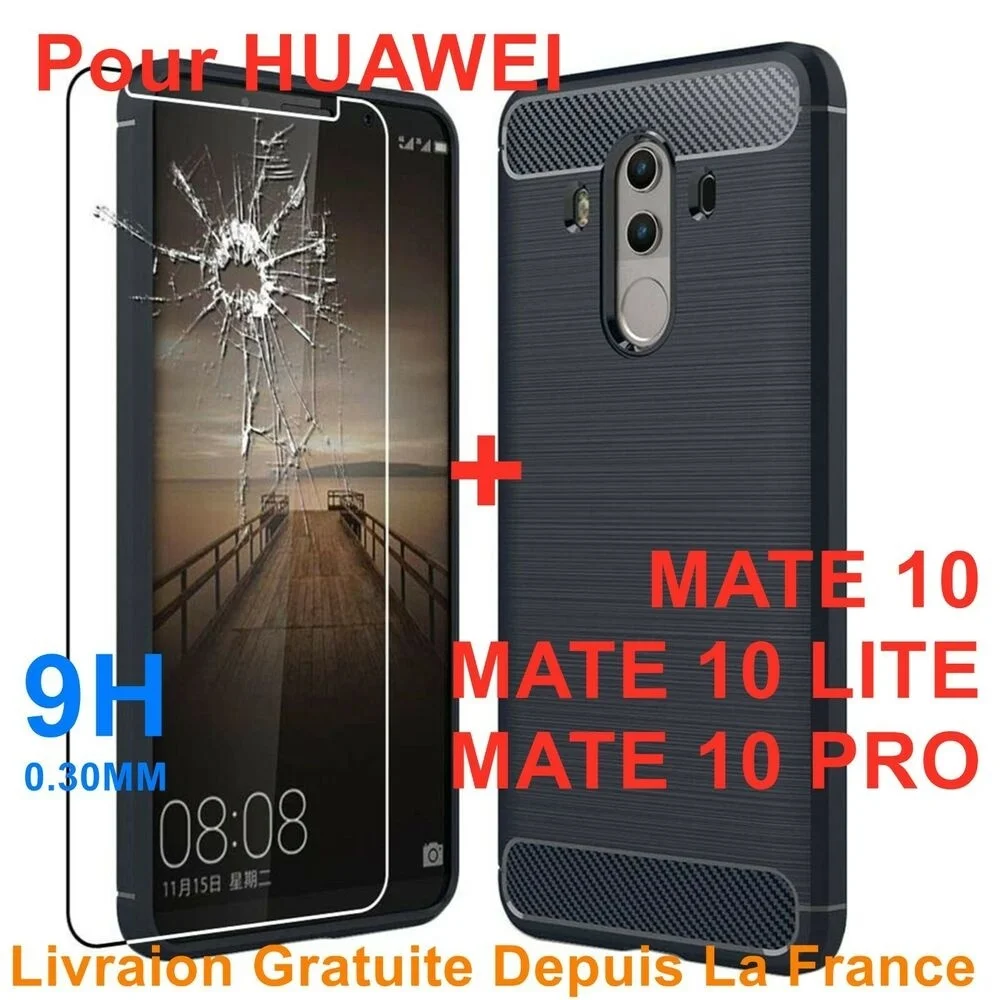 

COQUE SILICONE CASE + VERRE TREMPE VITRE POUR FOR HUAWEI MATE 10 PRO/ MATE 10 LITE Hot Sale