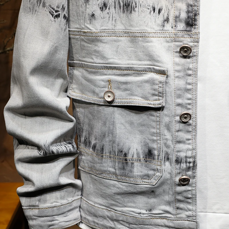 KSTUN джинсовая куртка мужское пальто Ретро стиль светильник серые джинсы куртки