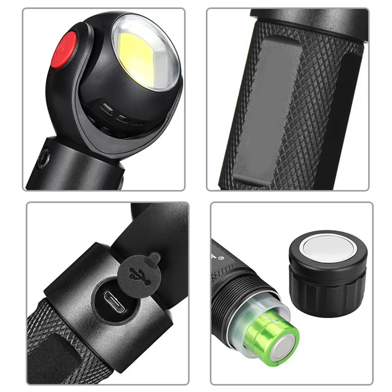 

Newly 360 Degree Rotating Magnet LED USB Chargeable Flashlight Torch Work Light for Outdoor Lighting XSD88