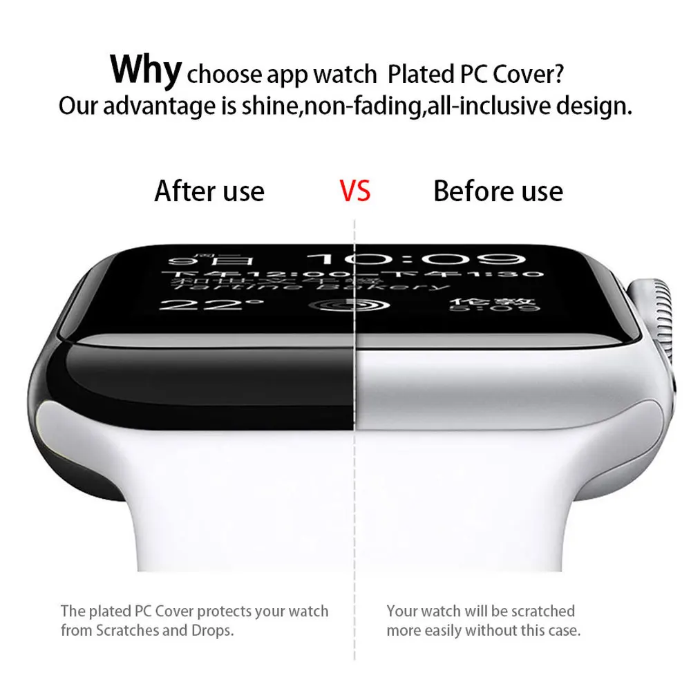 Aniyoh полный Чехол для экрана Apple Watch 40 мм 44 PC покрытый защитный чехол iWatch 38 42 серии 4 3
