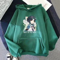 hot game anime hoodie handsome xiao print genshin impact punk clothes women oversized sweatshirt men 2021 harajuku unisex casual