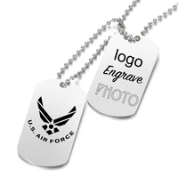 engraved dog tag military army photo id name customized men linked pendants necklace stainless steel personalized male gift
