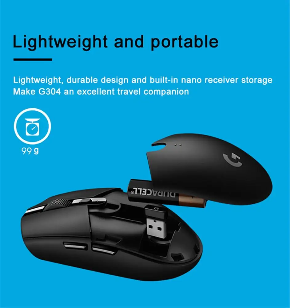 

Six Buttons G304 Wireless USB Computer Gaming Mouse Up To 12000dpi With Ultra-lightweight Mechanical Design for Multi Occasions