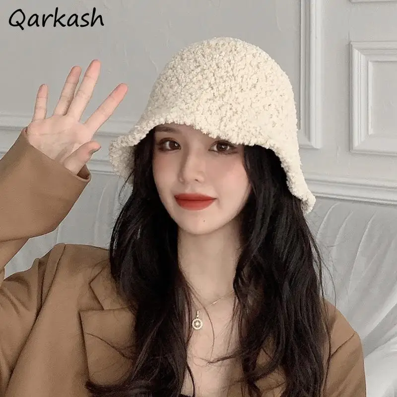 

Bucket Hats Women Tender Leisure Korean Style Holiday Retro Light Soft High Street Female Warm Cozy Prevalent Mujer Popular Chic