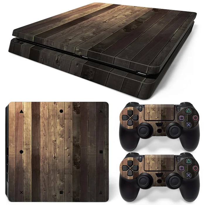Деревянный дизайн для PS4 тонкая консоль и контроллеры наклейки для ps4 тонкая кожа Наклейка для ps4 тонкая виниловая наклейка