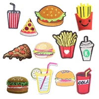 food fries cola iron on patch hamburger sticker clothes heat transfer applique embroidere application cloth fabric patches f