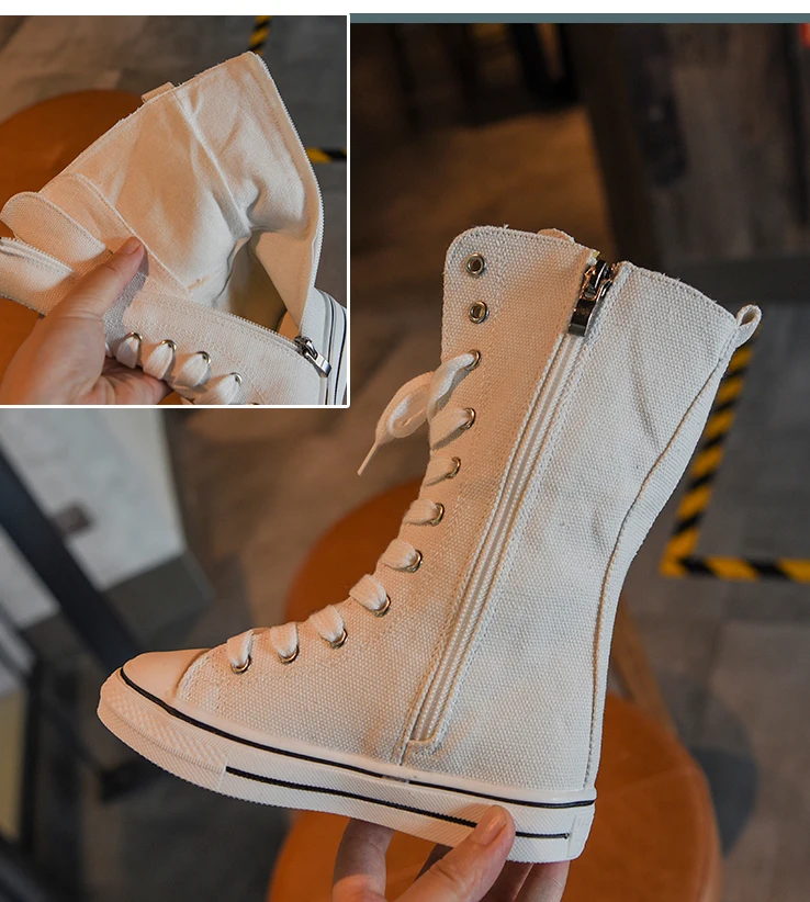 Bakkotie Kids Autumn Fashion Boots Baby Girls New White Sports High Boots Children Breathable Non-slip Black Casual Shoes