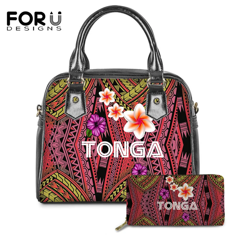 

FORUDESIGNS винтажная полинезийская Сумка-тоут Tonga Hibiscus Plumeria с принтом Harajuku, роскошная женская сумка, большая женская сумка, длинный кошелек