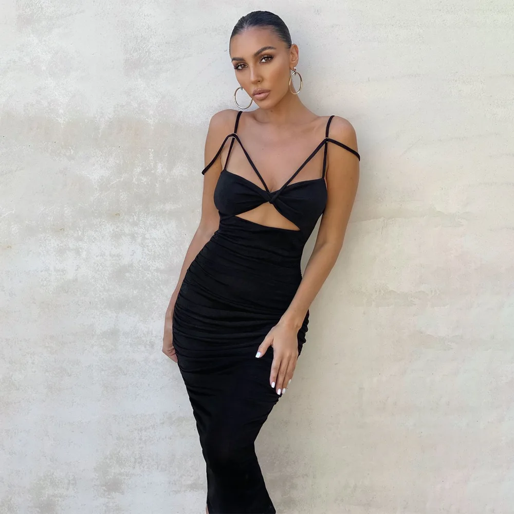 

Женское плиссированное платье с запахом, облегающее платье на бретелях с открытой спиной, Новинка лета 2021