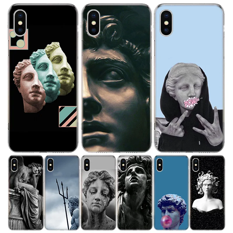 

Retro Vintage Art Statue Phone Case For iPhone 13 12 11 Pro Max 6 X 8 6S 7 Plus XS XR Mini 5S SE 7P 6P Pattern Cover Coque