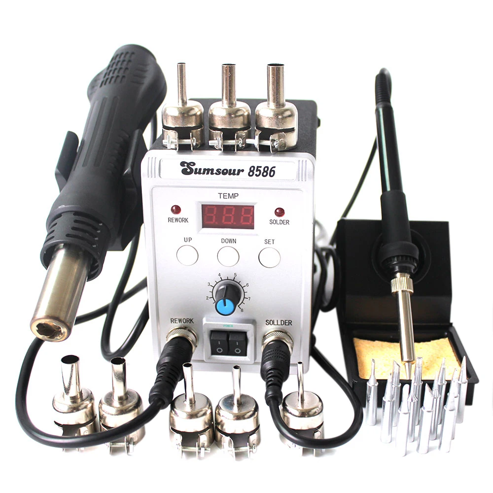8586 2 в 1 BGA SMD паяльная станция для паяльник подключения к сварки горячего воздуха