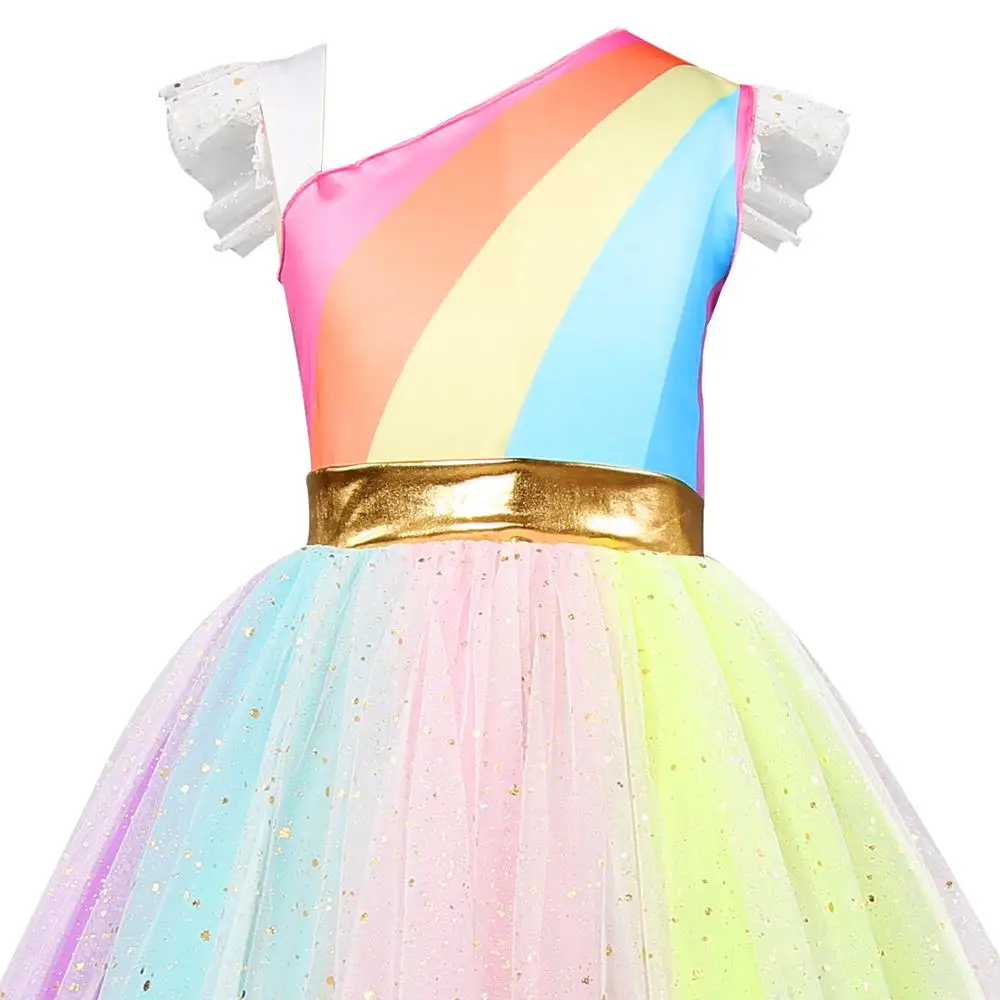Fancy Baby Girl Unicorn Party Dress Rainbow Tulle Kids Dresses for Girls Little Princess Children Halloween Carnival Costume | Детская
