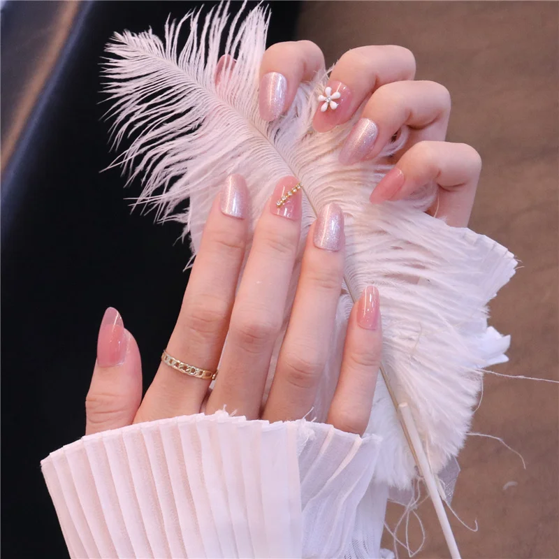 

24pcs Spar Wear Short Paragraph Fashion Manicure Patch False Nails Save Time Wearable Nail Patch HJL2019