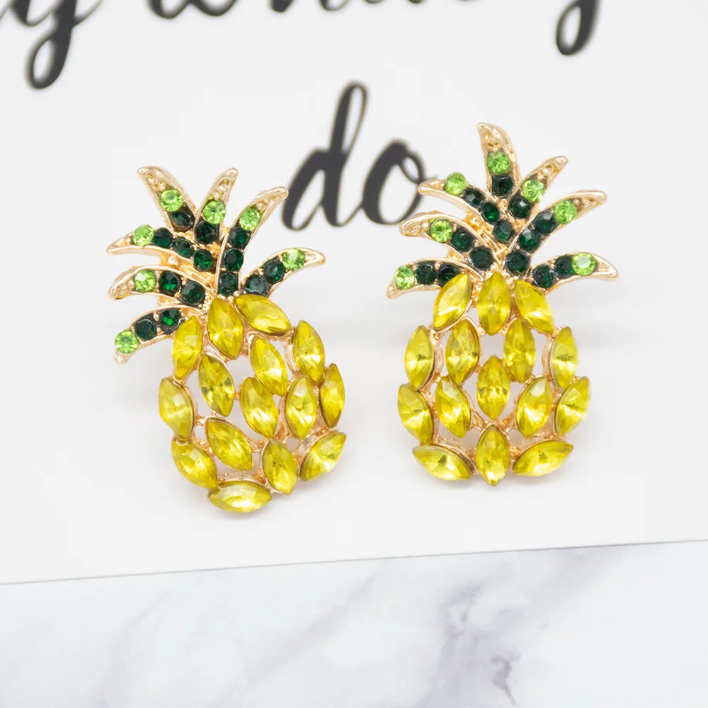 

SNCSDK European American creative cute fruit pineapple fashion jewelry Women's Stud earrings 2020 trend Women earring