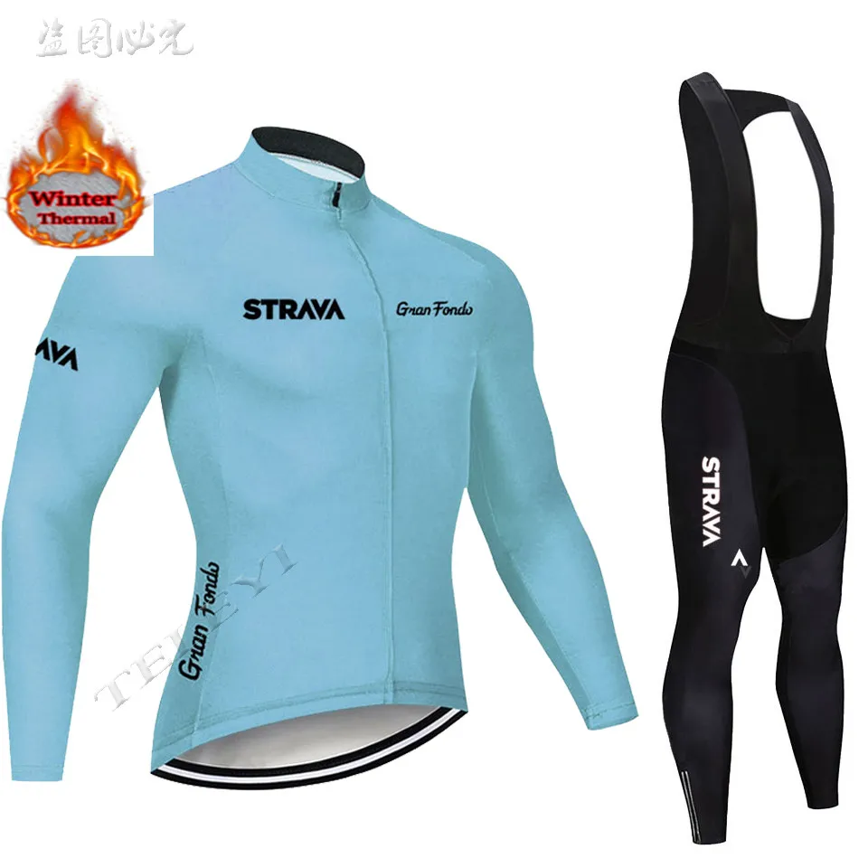 STRAVA велосипедная майка мужская pro team зимний теплый флисовый комплект с длинным рукавом MTB велосипедная Одежда Майо Ropa Ciclismo Hombre - Цвет: 13
