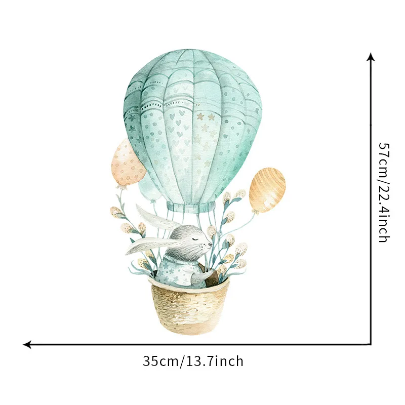 

Cartoon Bunny Hot Air Balloon Wall Sticker Kids Child Room Home Decoration Wallpaper Cute Animals Bedroom Mural Nursery Stickers