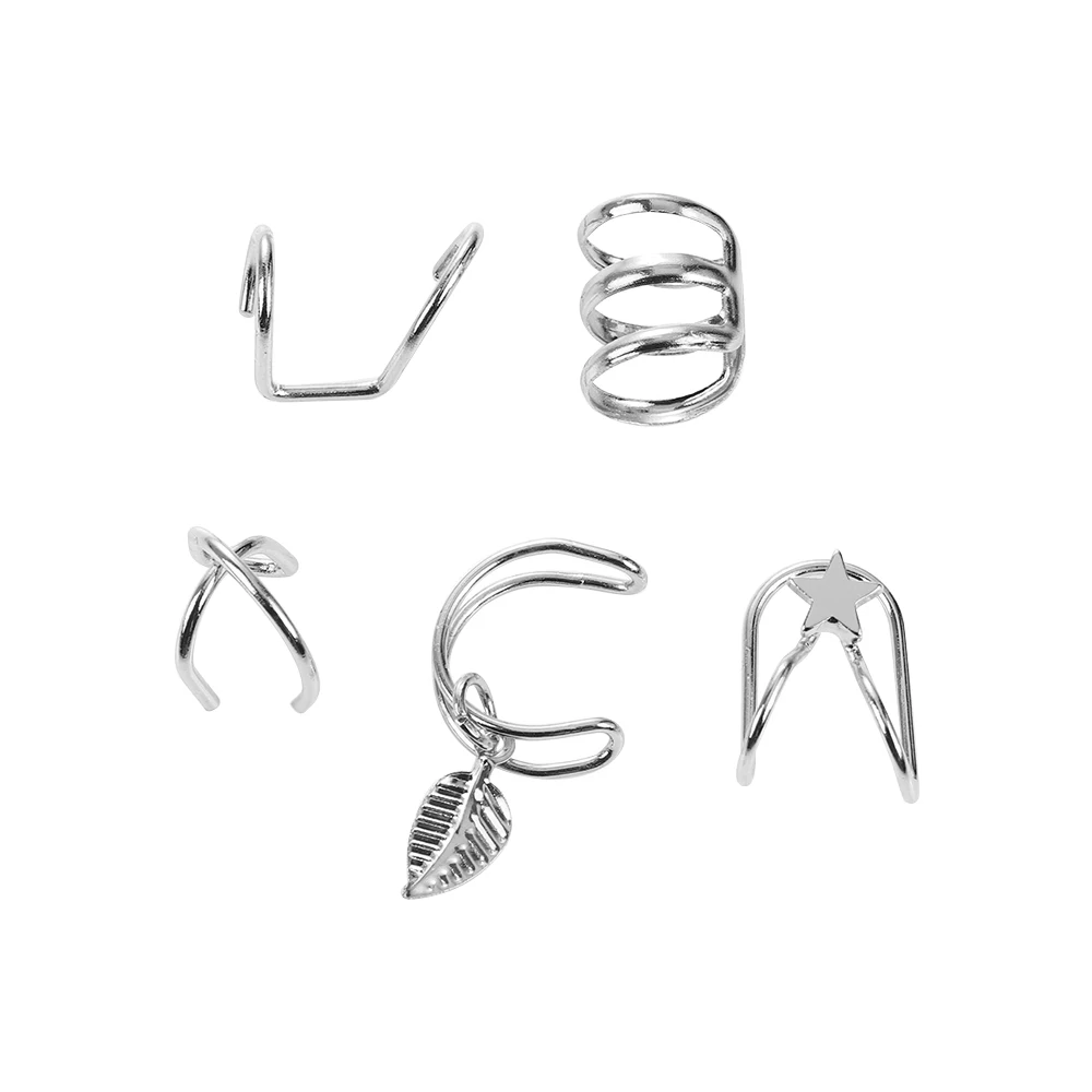 5 шт./компл. креативные винтажные Клипсы манжеты для ушей в виде листьев женские