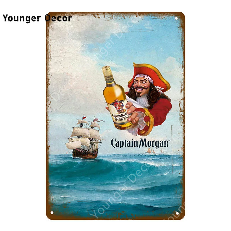 Капитан пивные коктейли ром металлические вывески вино виски винтажный