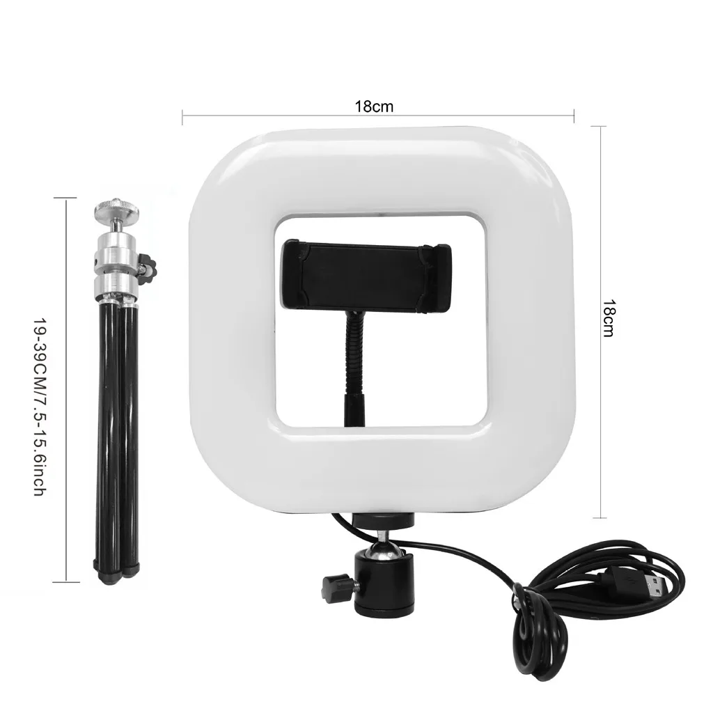 Светодиодный квадратный кольцевой светильник для селфи с нескользящим мини