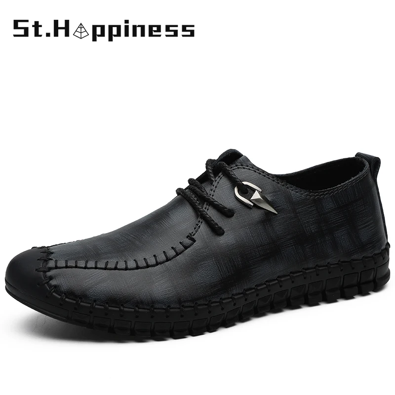

2021 New Fashion Style Leather Casual Shoes Outdoor Men's Shoes Handmade Vintage Loafers Flats Hot Sale Moccasins Big Size 48