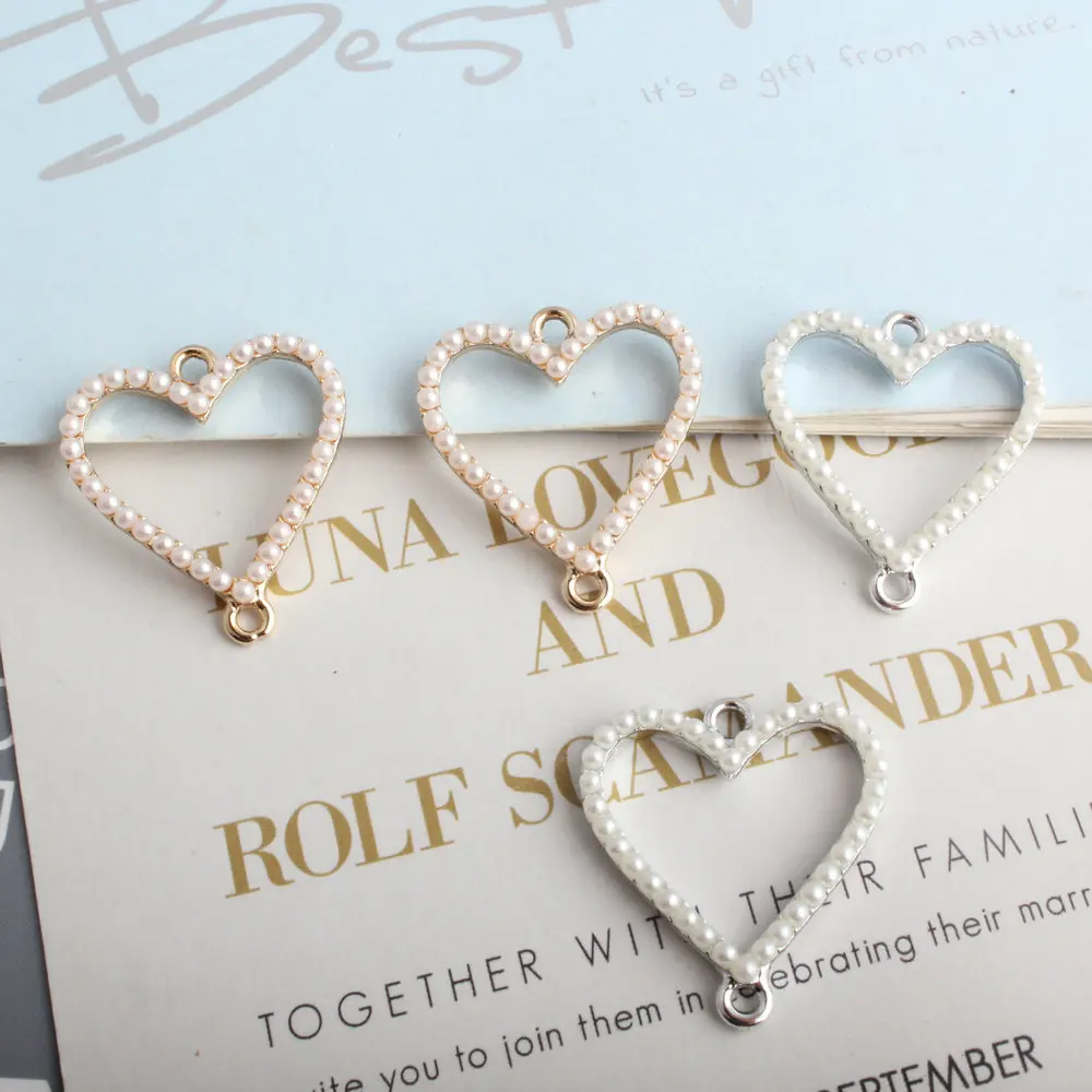 

DIY корейские ювелирные аксессуары золотой серебряный цвет сплав небольшой кулон браслет кулон инкрустированный стразы полые любовь