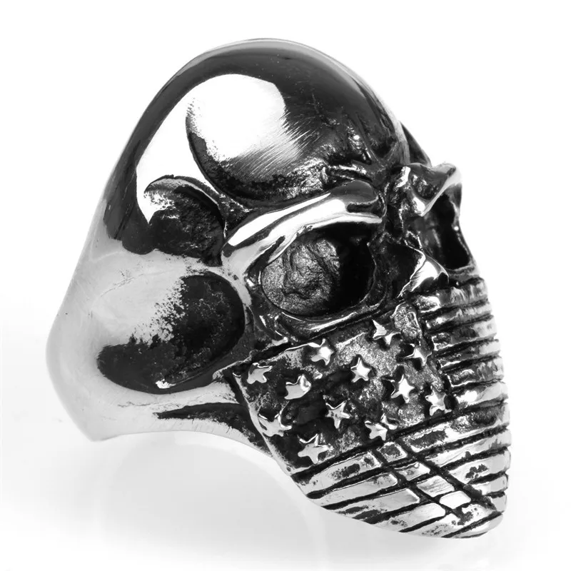 Роскошное широкое кольцо с изображением черепа мужское рисунком в маске Размер