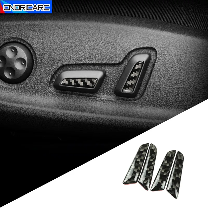 Car Seat Adjustment Buttons Decals Decoration Cover Trim For Audi A4 B9 2017-2019 Carbon Fiber Interior Modified Accessories